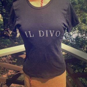 IL DIVO black T-shirt with rhinestone lettering